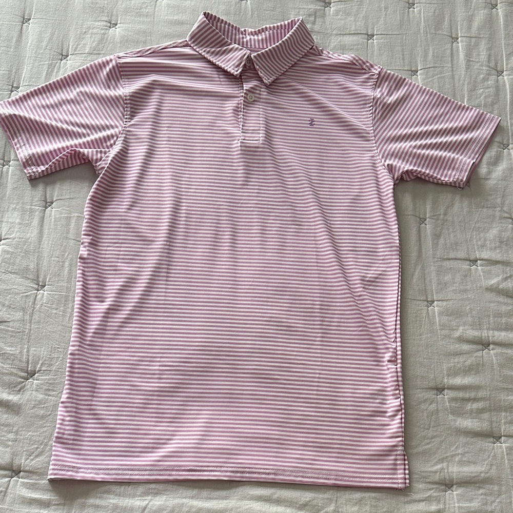 💕 2 for $15 - Izod Light Pink and White Striped Polo Shirt